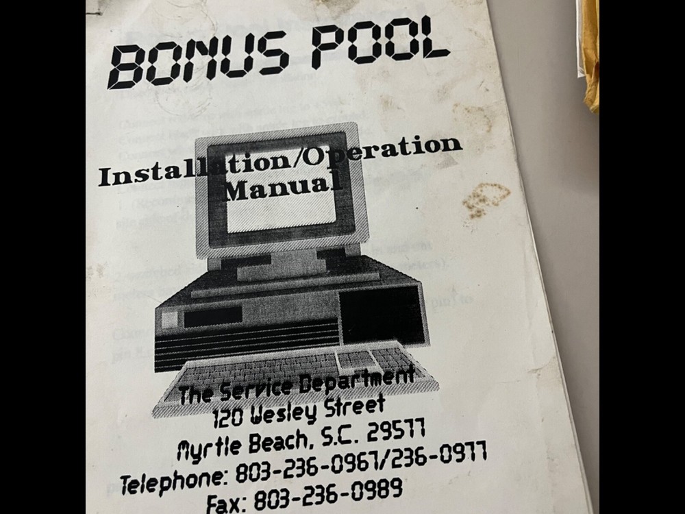 Bonus Pool Arcade Manual