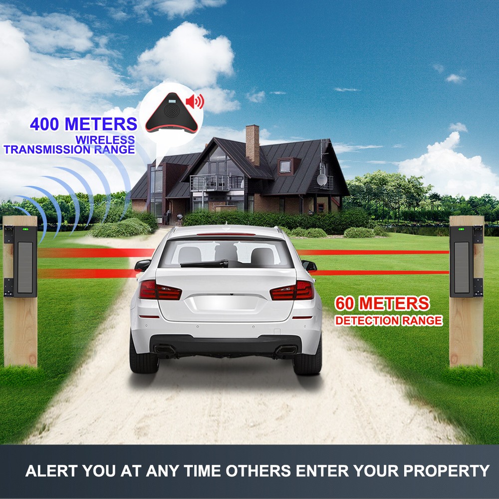 HTZSAFE Solar Wireless Driveway Alarm System