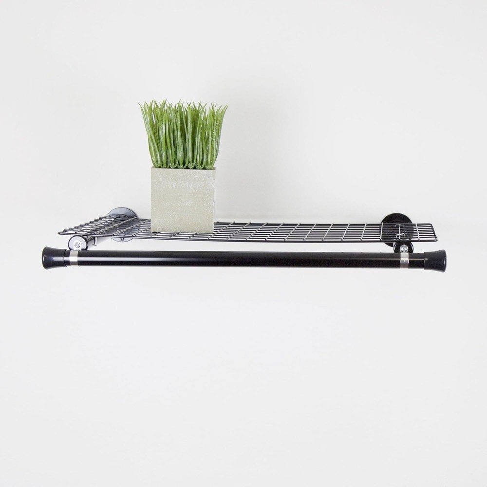 Rod Desyne Single Shelf with Hanger, Black