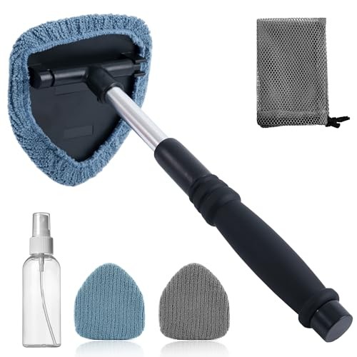 Pivoting Windshield Glass Cleaning Tool Extendable Aluminum Handle Triangle