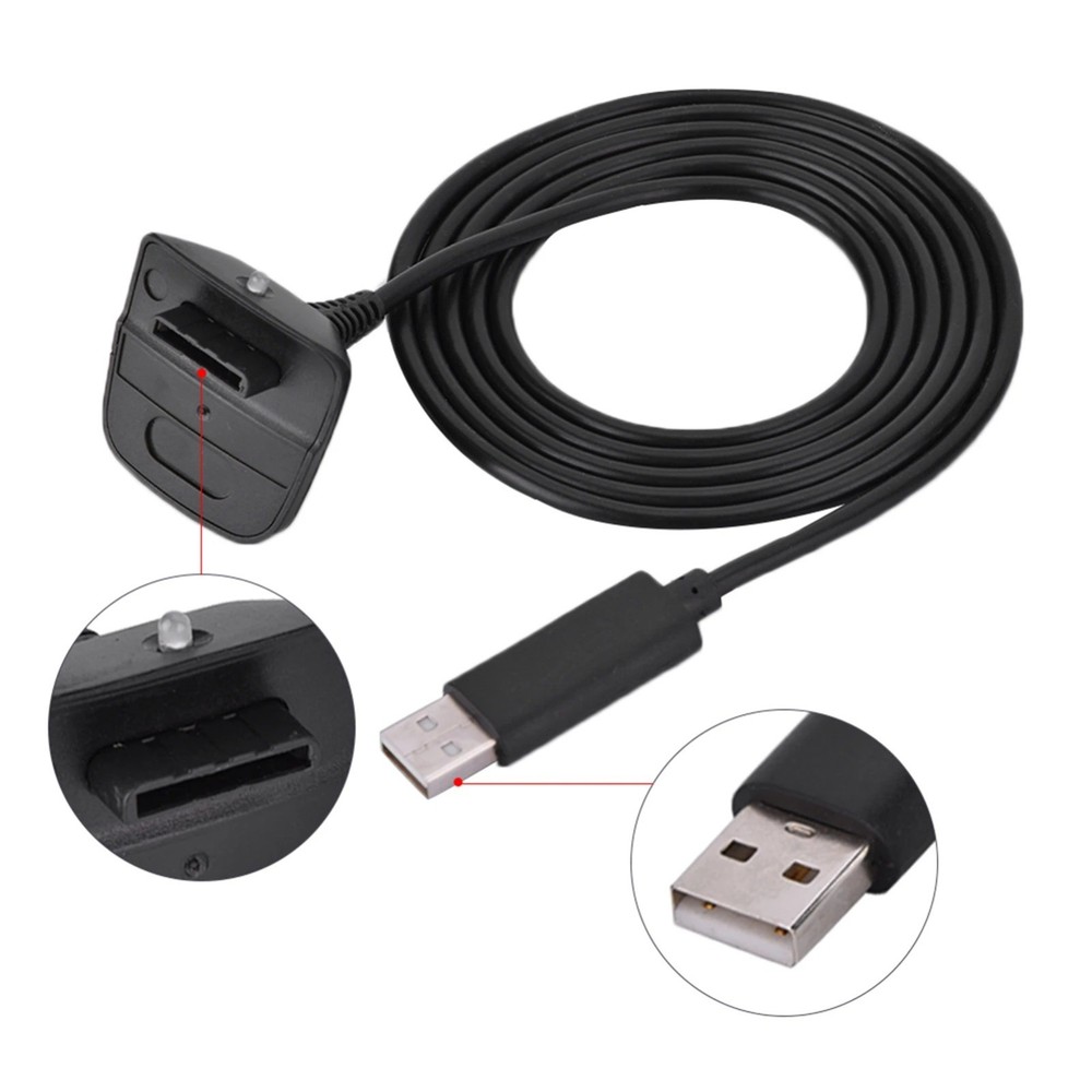 For Microsoft Xbox 360 Wireless Controller USB Charger Quick Charging Cable Cord