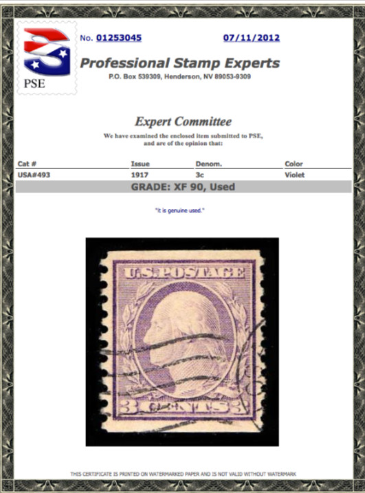 #493 Used Coil Single, PSE Graded 90, PSE Cert # 01253045