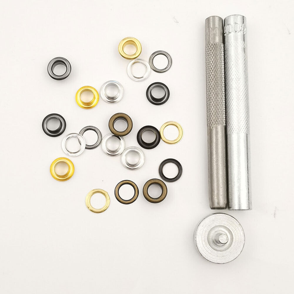 6mm Eyelets With Washers Grommet Kit +3 Installation Tools Leather Canvas Craft