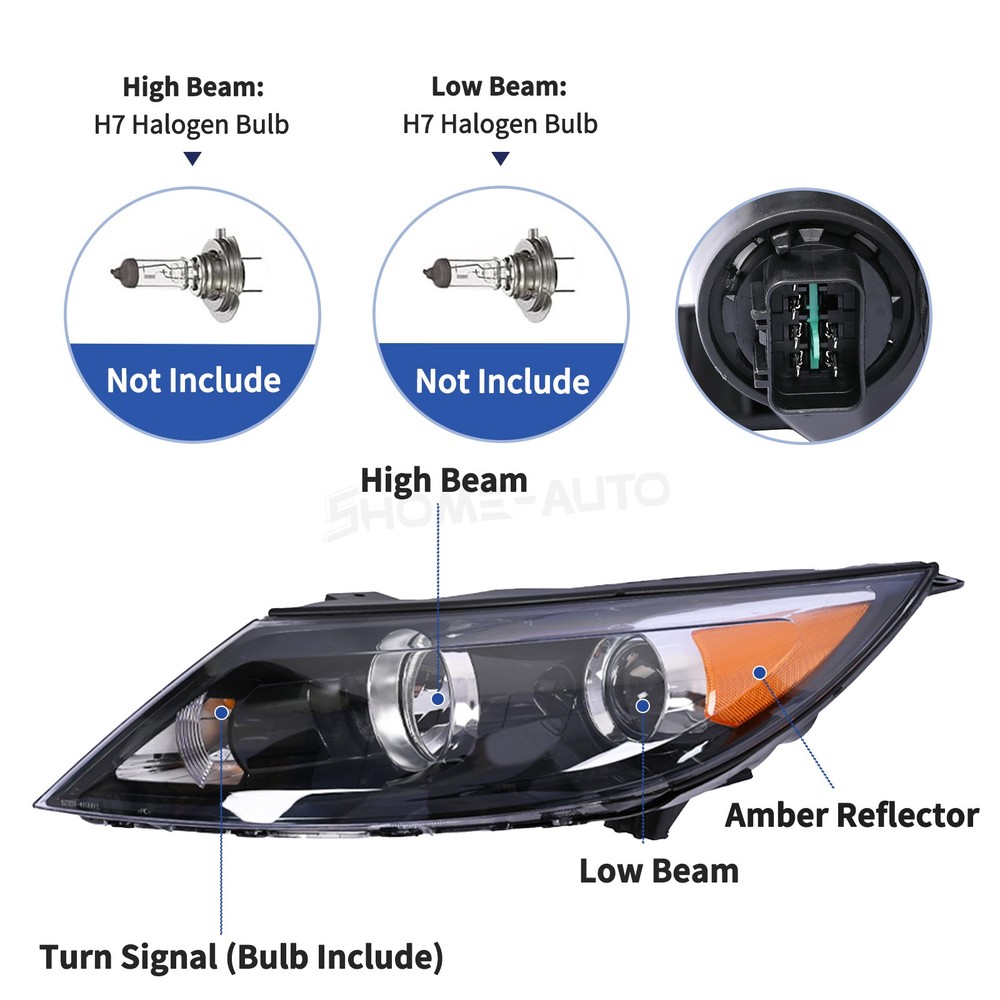 For 2011 2012 Kia Sportage Headlight Assembly Halogen Left Right 2pc