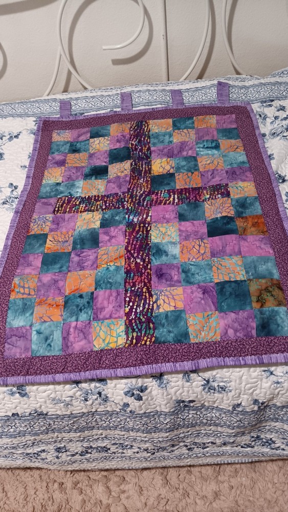 Vintage Handmade Quilted Batik Wall Hanging