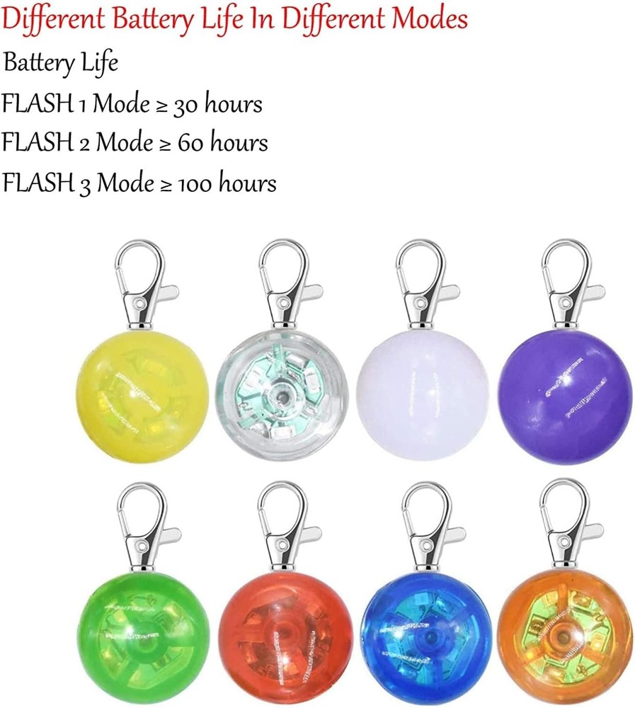 8 Pack Dog Lights for Night Walking, 3 Modes Collar Light Night