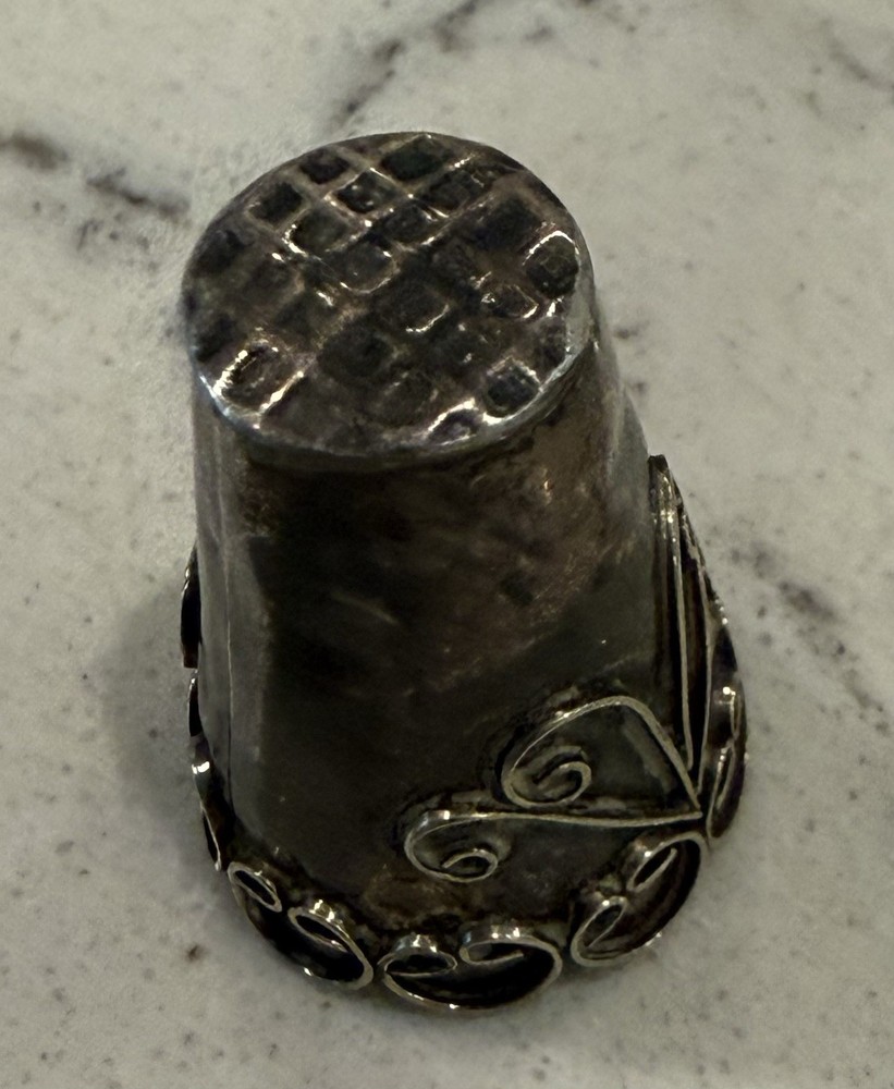 Vintage 925 Sterling Silver Thimble Ornate Scroll Design