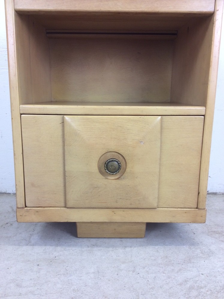 Mid Century Modern Maple Nightstand with One Drawer