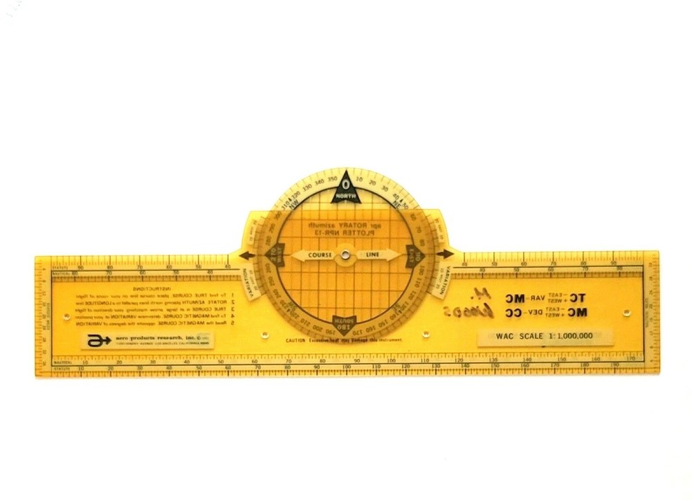 Rotating Plotter Ruler Flight Navigation Plotter Nautical Distance vintage Ruler