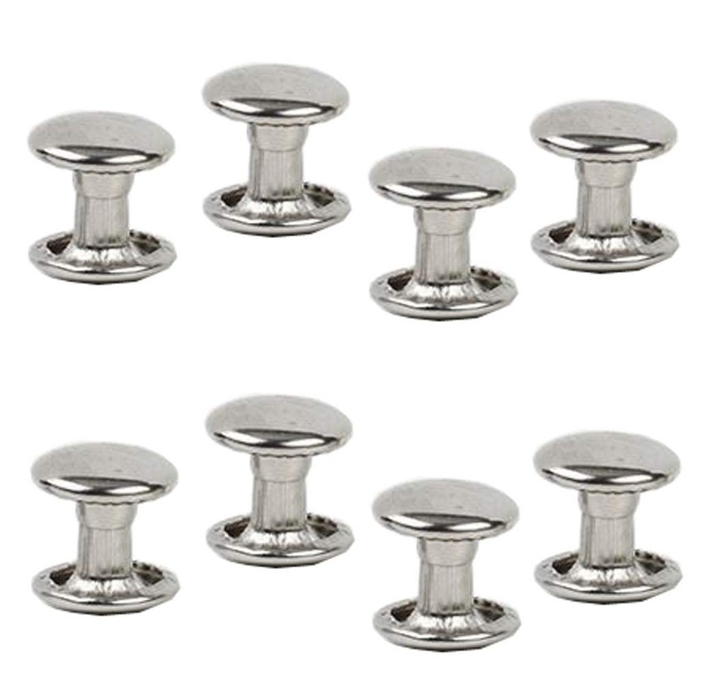 100 Sets 9MM Silver Stainless Steel Leather Rivets Double Cap Rivets Studs Fa...