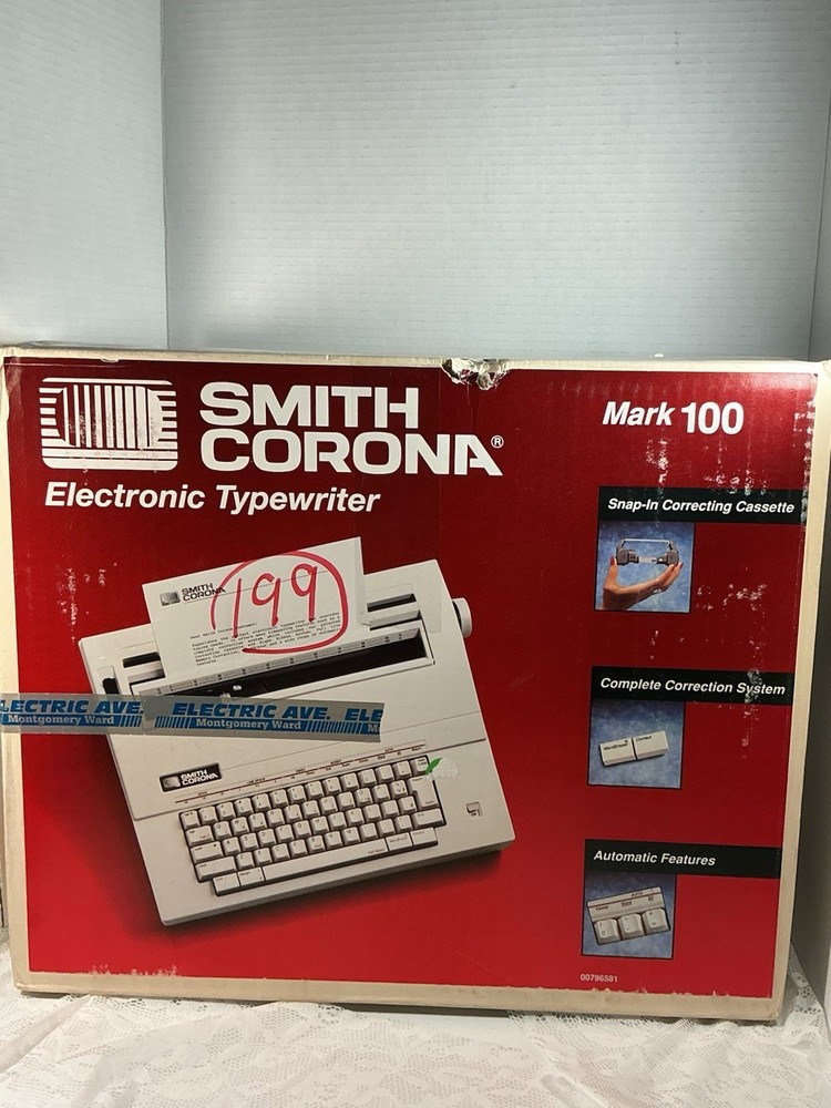 Smith Corona Mark 100 Electronic Typewriter w/ Box Snap-In Correcting Cassette