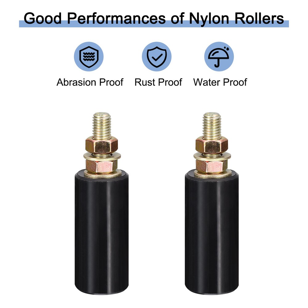 Gate Roller Guide Adjustable 3" Sliding Gate Nylon Roller with Bracket Black