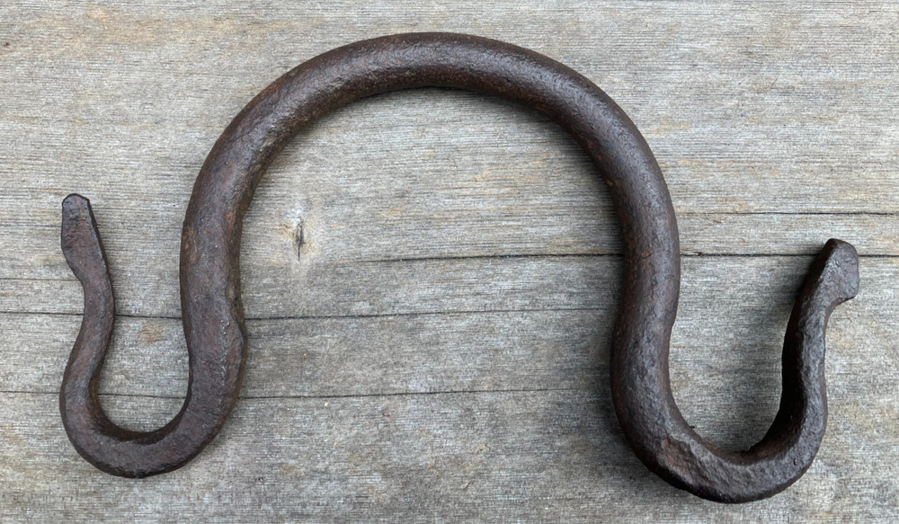 Antique Hand Forged Double Hook Primitive Farm Tool