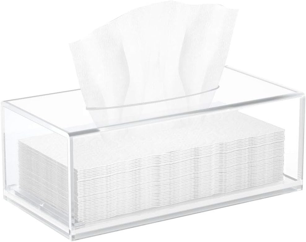 Acrylic Tissue Box Cover, Rec Tissue Holder with Bottom
