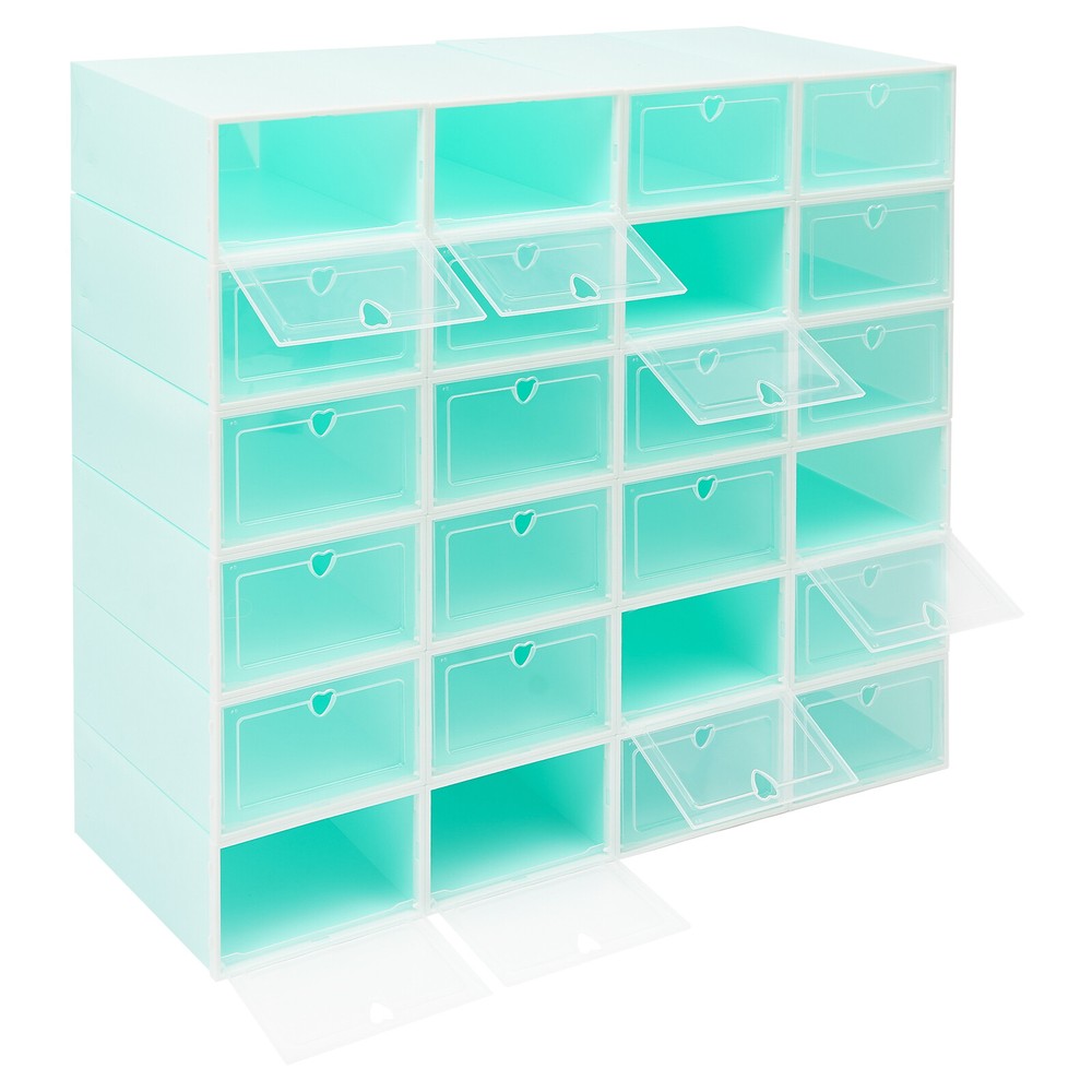 24PCS Shoe Storage Box Stackable Shoe Storage Organizer Container 33*23*14cm