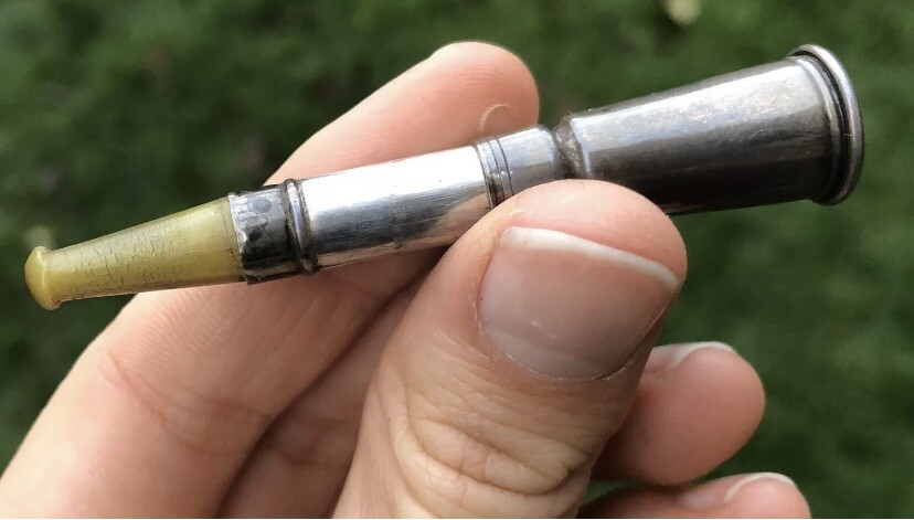 Sterling Solid Silver Hallmarked Hunting Bugle Horn Cigarette Cheroot Holder