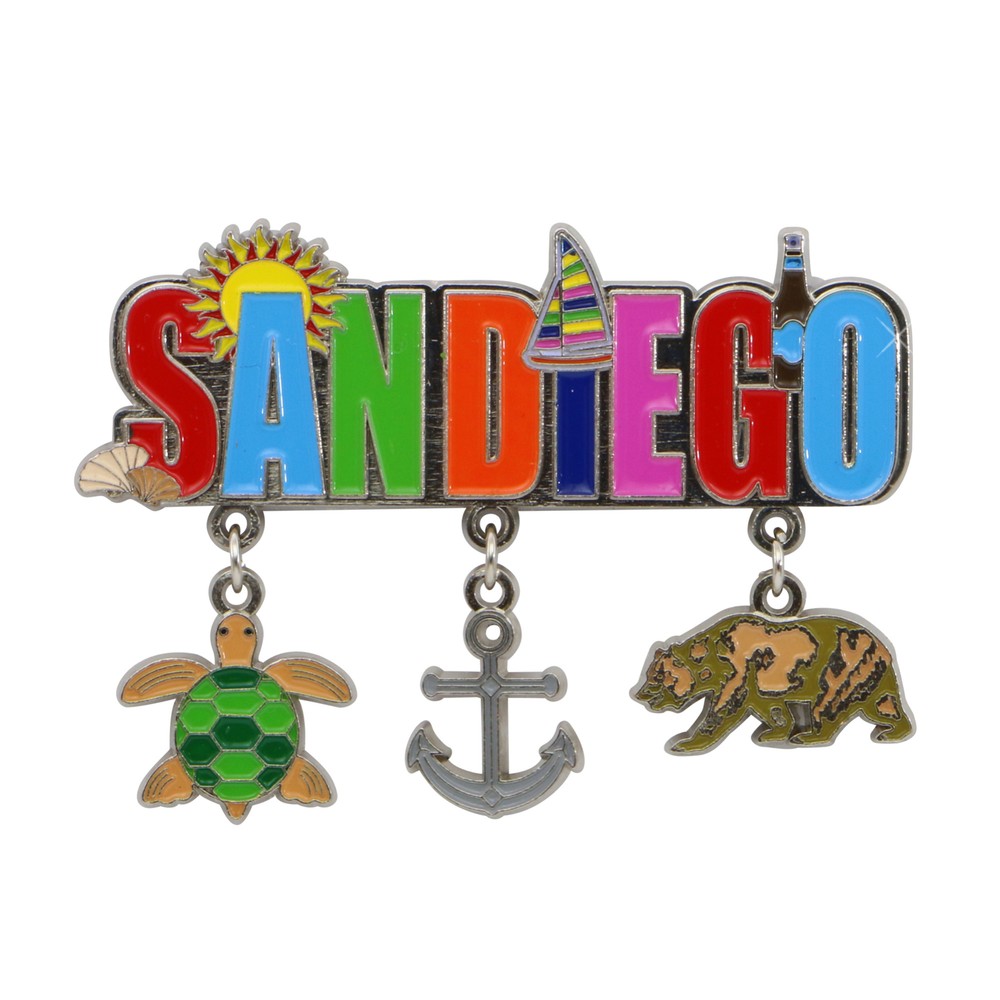 San Diego Magnet - 3 Charms
