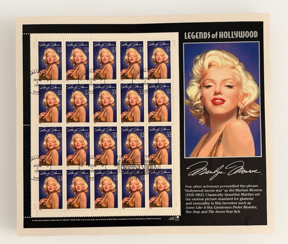 Marilyn Monroe 1995 Commemorative Stamp Set Excellent