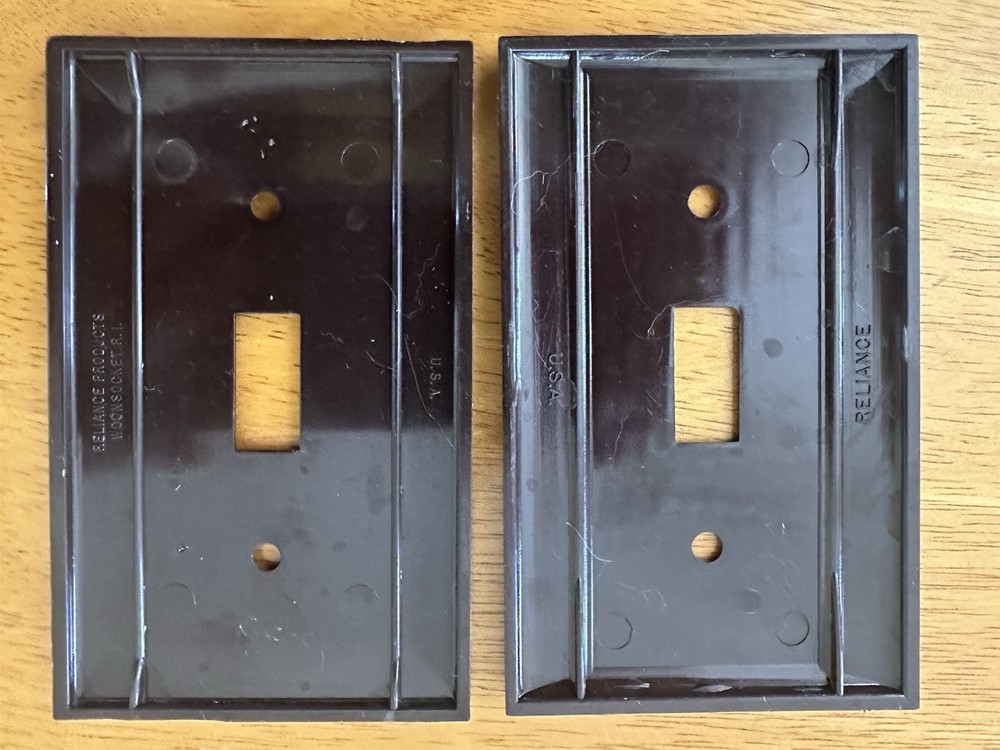 2 Reliance Bakelite Switch Plates