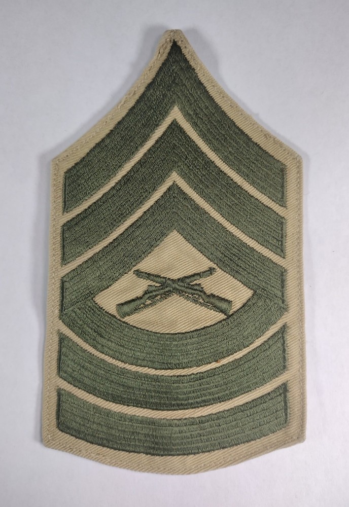 USMC Gunnery Sergeant E-7 Green on Khaki & Tan Embroidered Patch