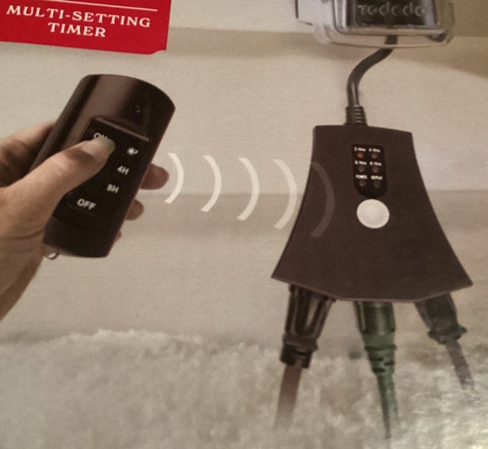 3 Outlet Wireless Remote with Timer Light Sensor Multi Setting Timer Christmas