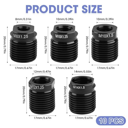 10PC Gear Shift Adapter Kit, Shift Knob Thread Adapters, Compatible with