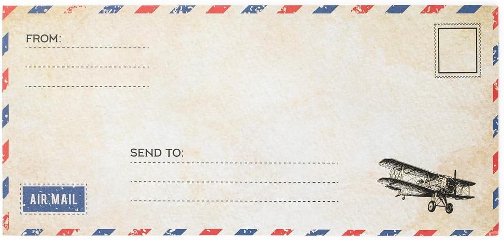 Blue Airmail Writing Paper & Envelopes Set - 60 Pack for Invitations & Letters