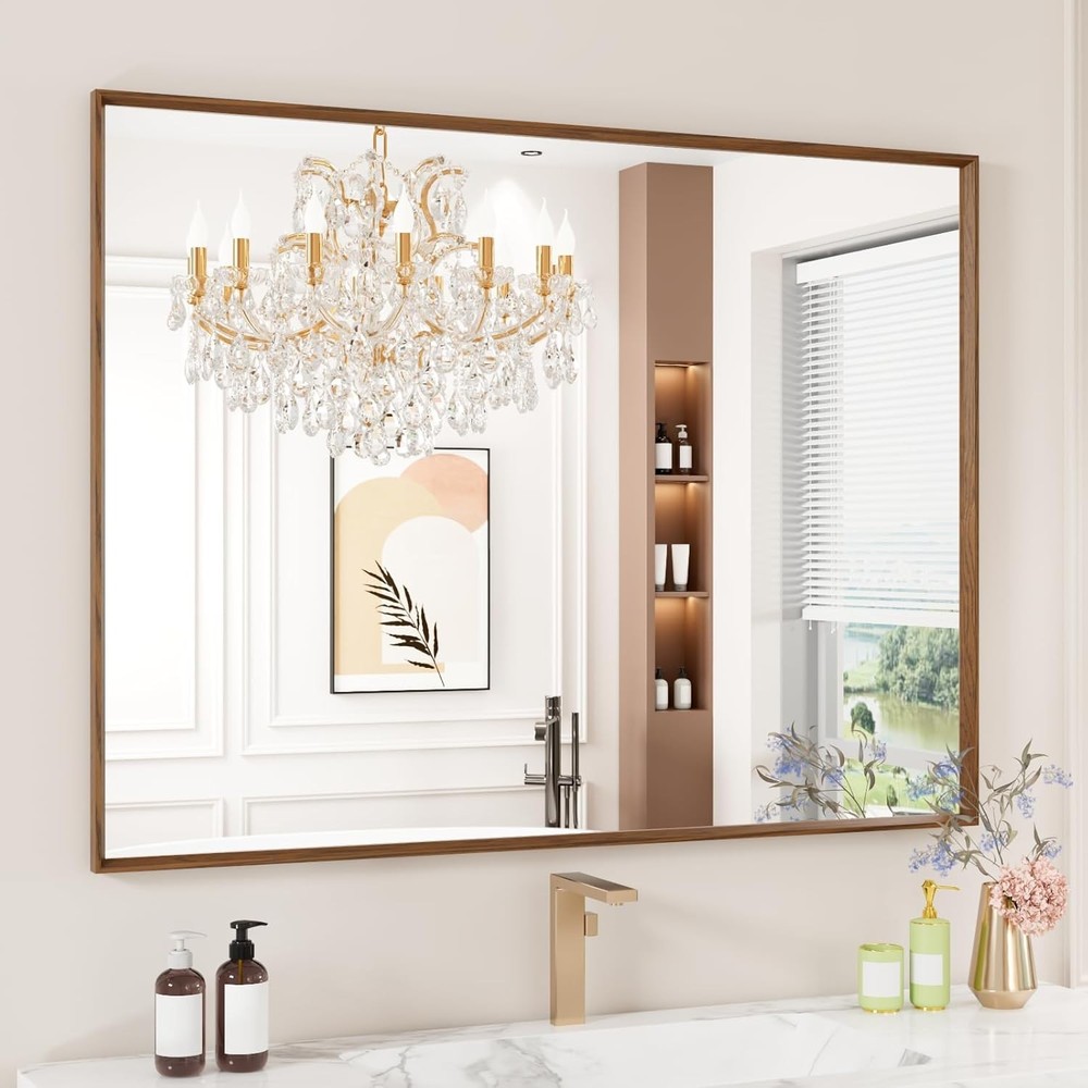 Bathroom Mirror 24X36 Inch Matte Black Framed Mirror Rectangular Wall Mirror