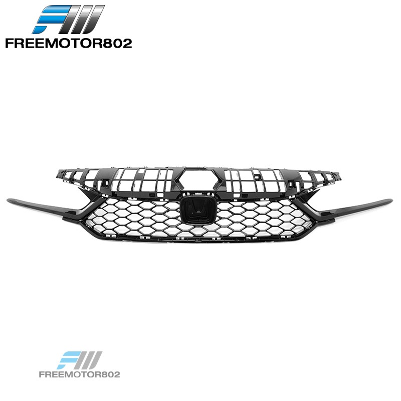 For 25-26 Civic Type R Front Bumper Lower Upper Mesh Grilles Kit Gloss Black ABS