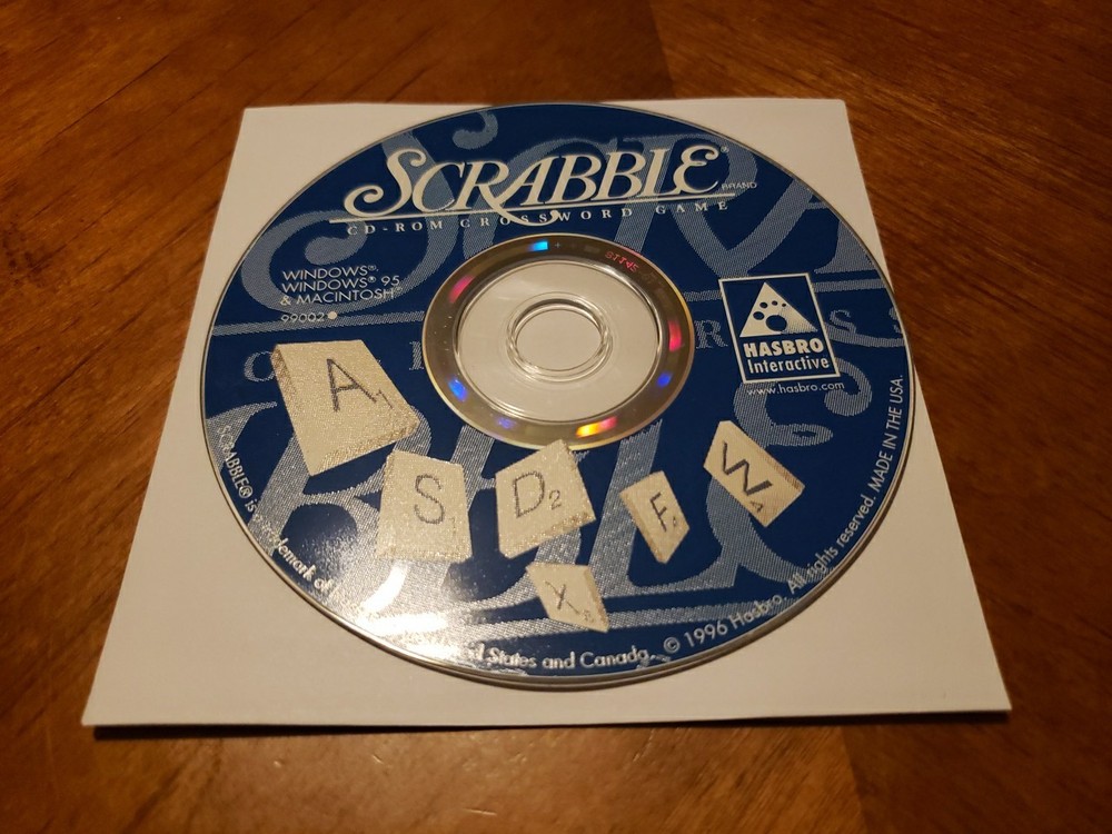 Scrabble CD ROM Crossword Game Windows 95 MacIntosh Hasbro Interactive