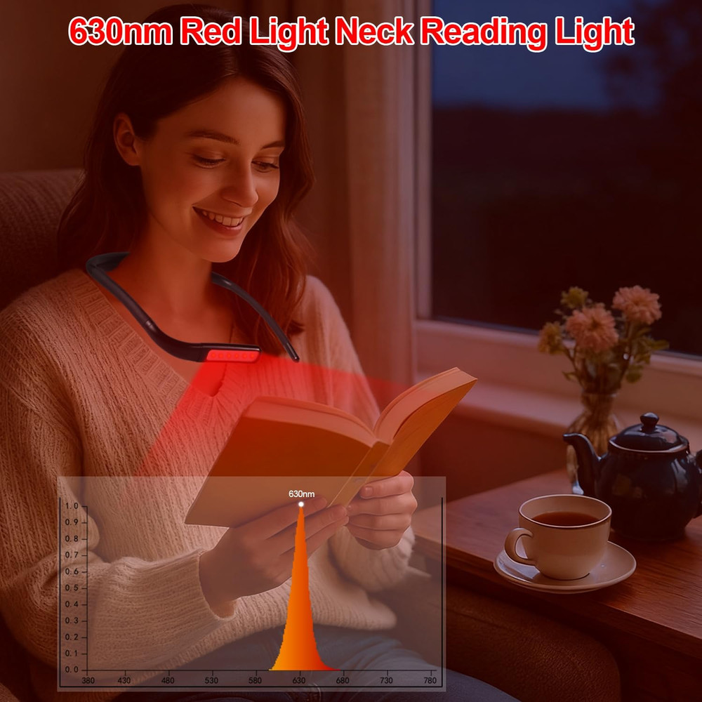 630Nm Red Neck Reading Light Zero Blue Light Rechargeable Dimmable Portable LED