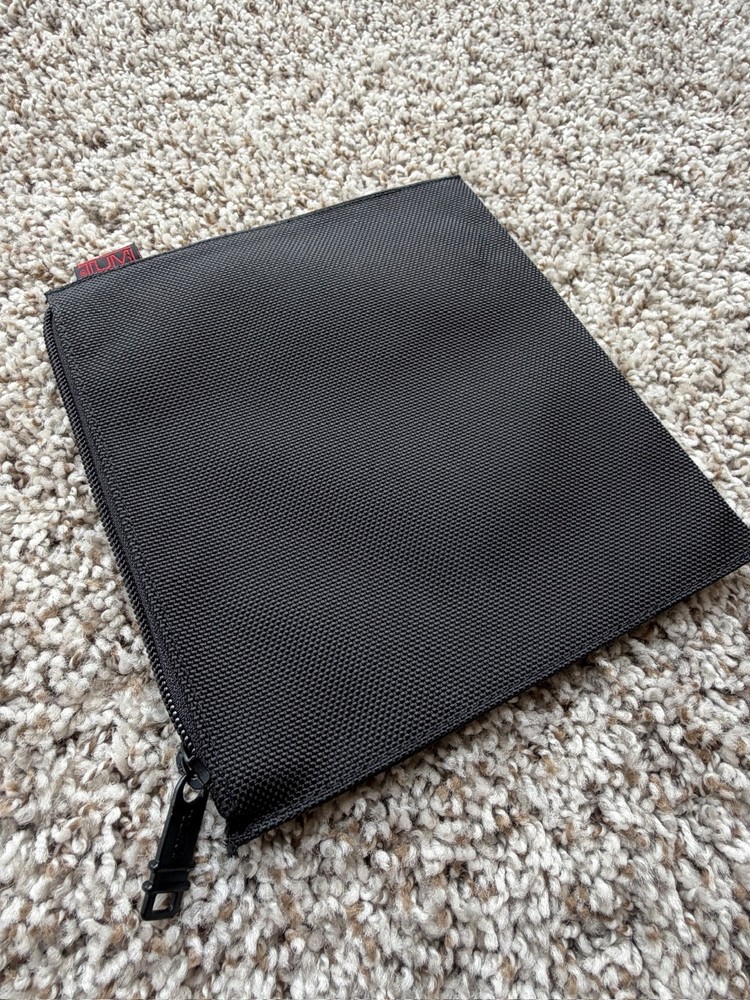 Tumi Small Black Flat Nylon Square Zipper Accessories Pouch