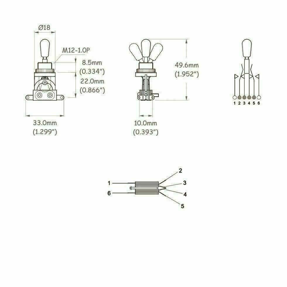 3 Way Toggle Switch Pickup Selectors for Electric Guitar ,Black / Black tip