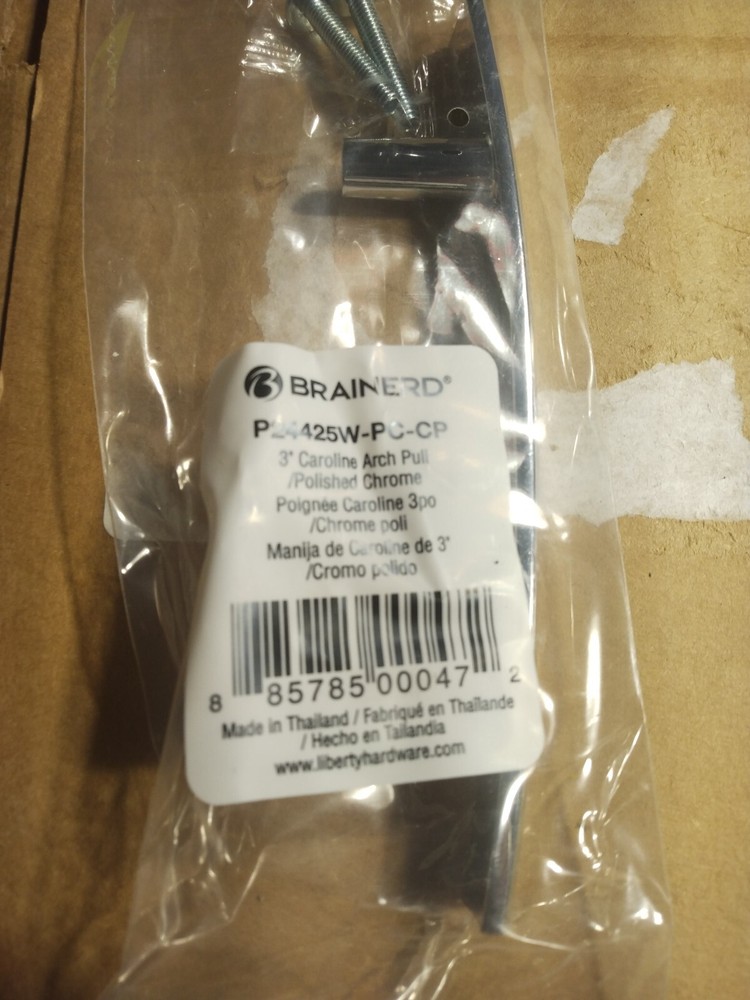 Brainerd P24425W-PC 3" Chrome Caroline Arched Cabinet Drawer Pull