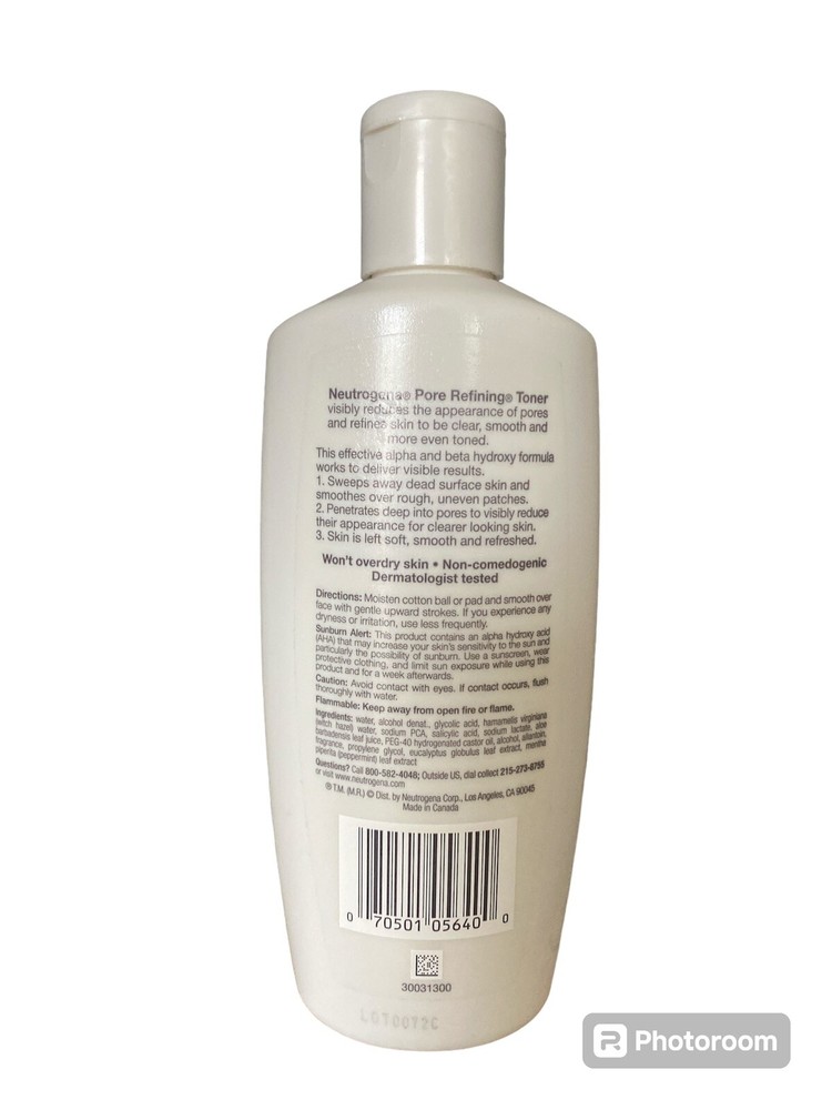 Neutrogena Pore Refining Toner Alpha & Beta Hydroxy Formula 8.5 oz