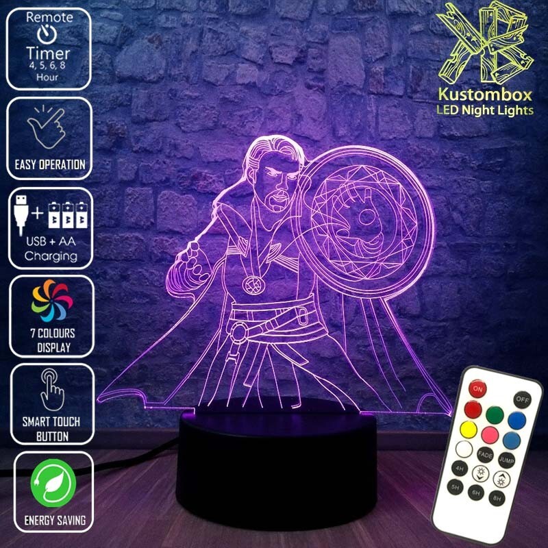 DR STRANGE MULTIVERSE AVENGER 3D LED BATTERY USB NIGHT LIGHT 7 COLOUR REMOTE