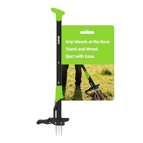 40" Long Handle Stand Up Weed Puller - 4-Claw with Ejector 40 In Green