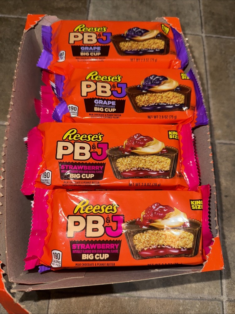 16Reese’s Peanut Butter Cups PB&J 2.8oz. 8Strawberry & 8 Grape