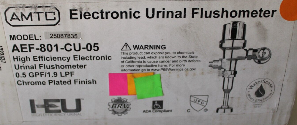 AMTC AEF-801-CU-05 - High Efficiency Electronic Urinal Flushometer Kit - Chrome