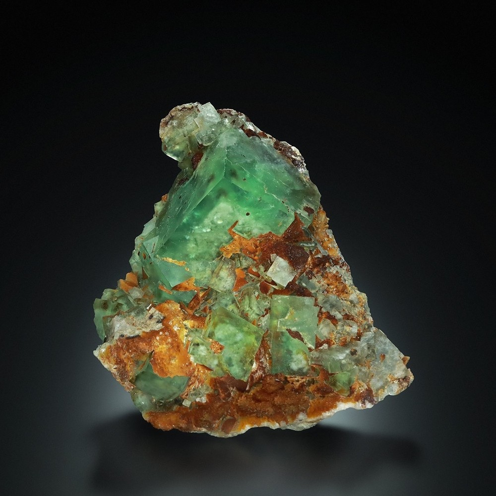Sharp Green FLUORITE on MATRIX from MONGOLIA