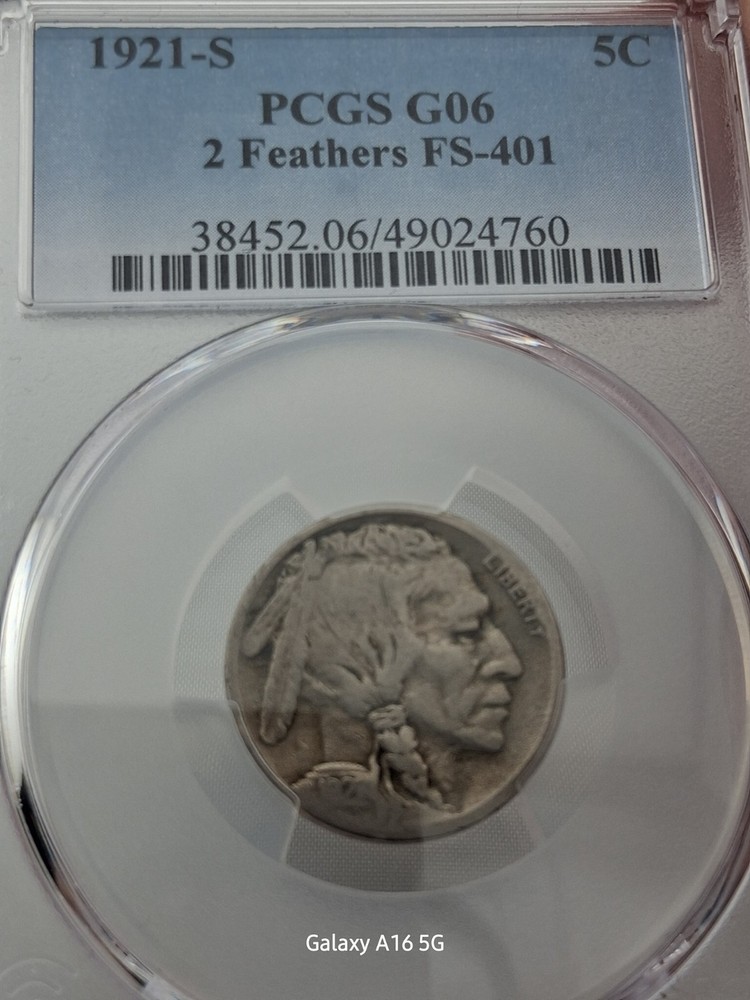 1921 S PCGS G06 2 FEATHERS FS 401