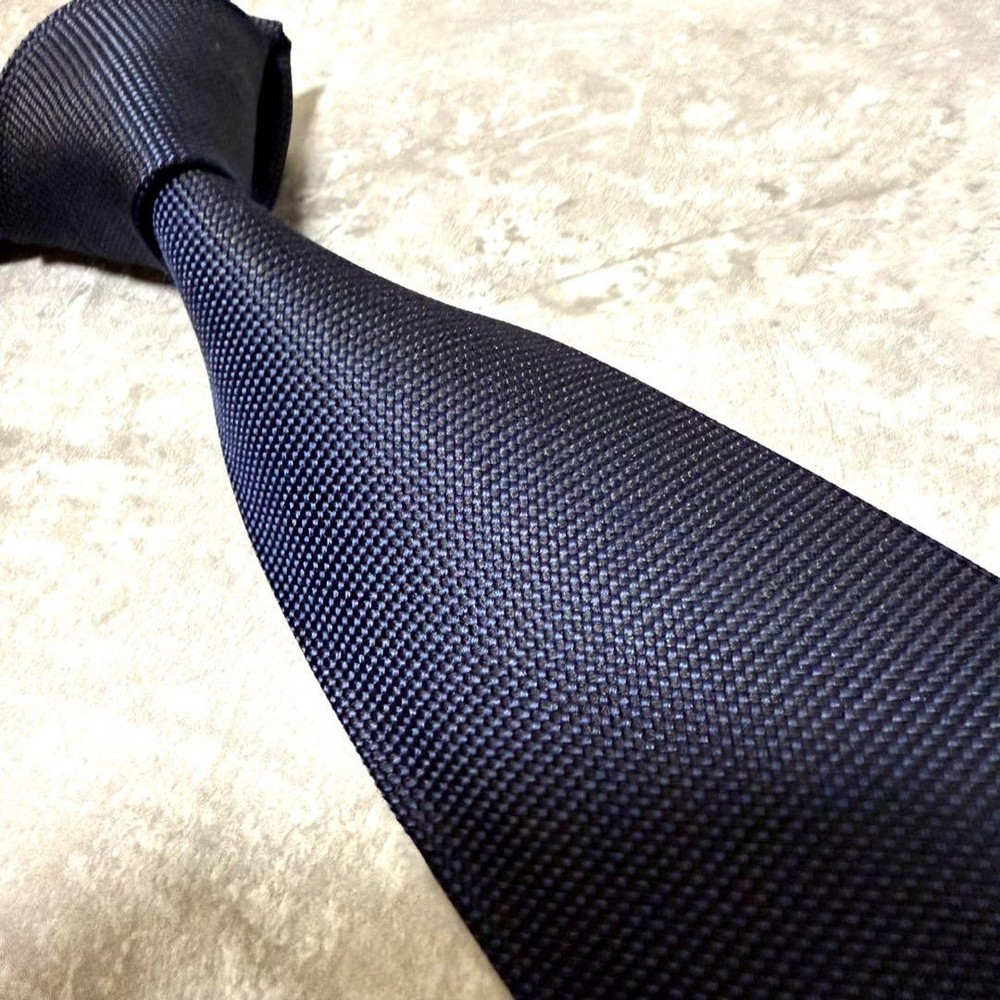 HERMES Tie Navy Saint Honor Solid Dark Navy