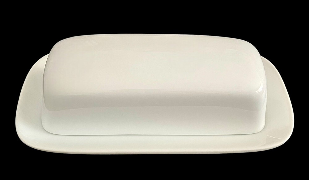 The Cellar Whiteware Classic Covered Butter Dish Excellent Condition