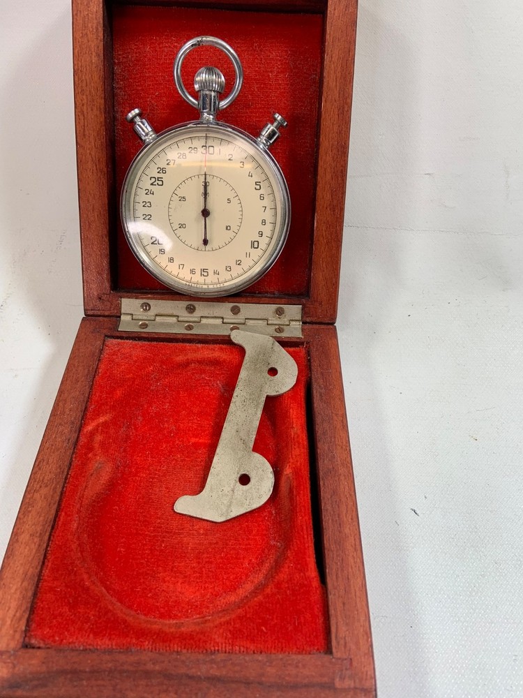 1958 Soviet USSR Mechanical Stopwatch Boxed Working Сделано в СССР Cold War