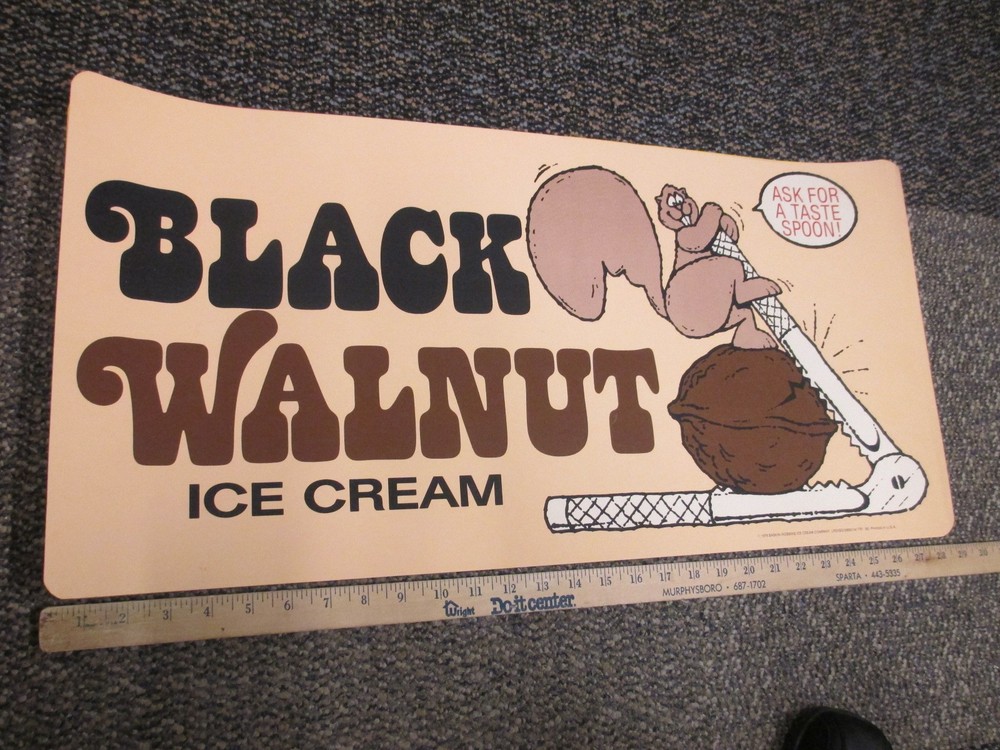 Baskin Robbins ice cream BLACK WALNUT 1979 store sign squirrel nutcracker