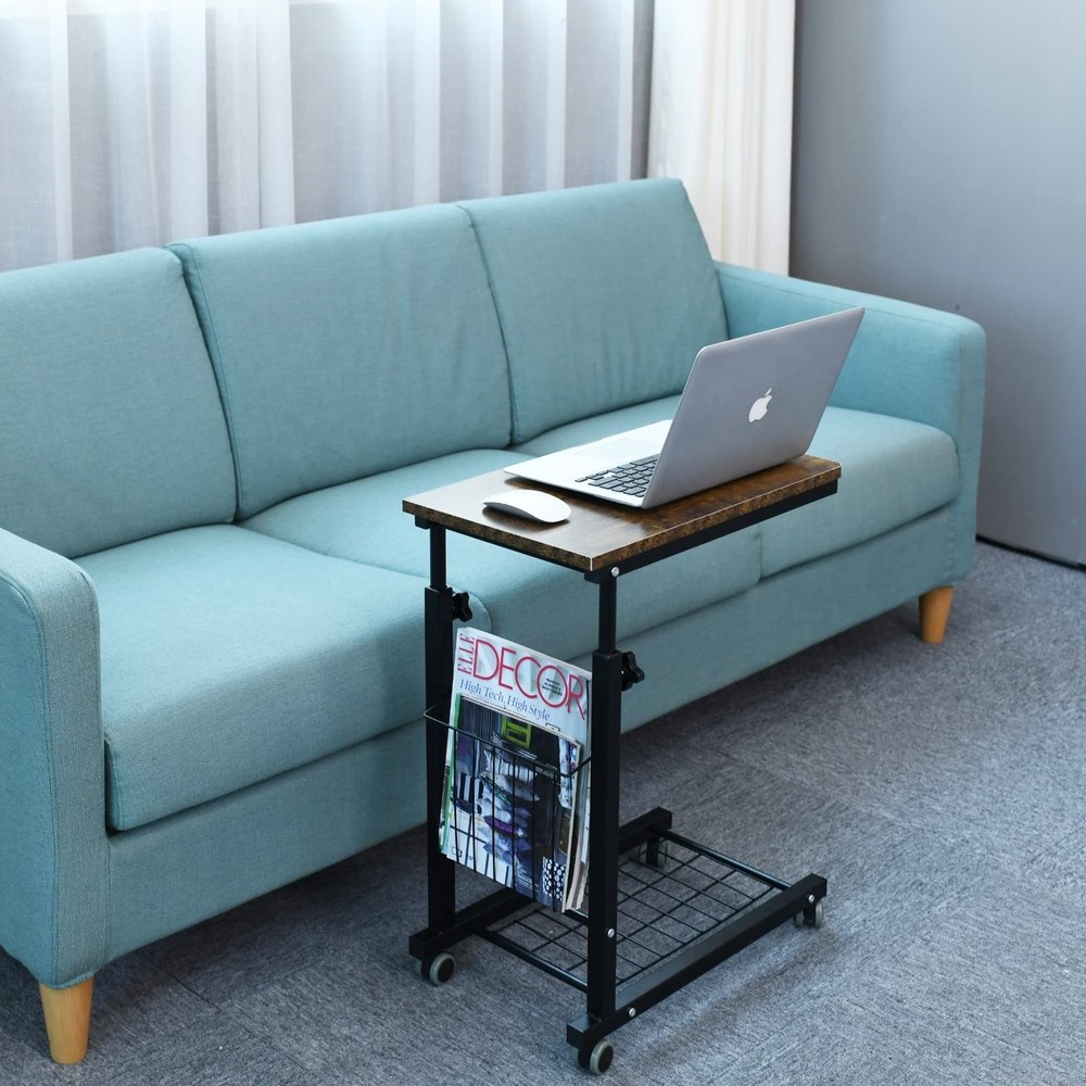 AIZ Overbed Table, Height Adjustable Sofa Side Table Slide Under The Sofa Tab...