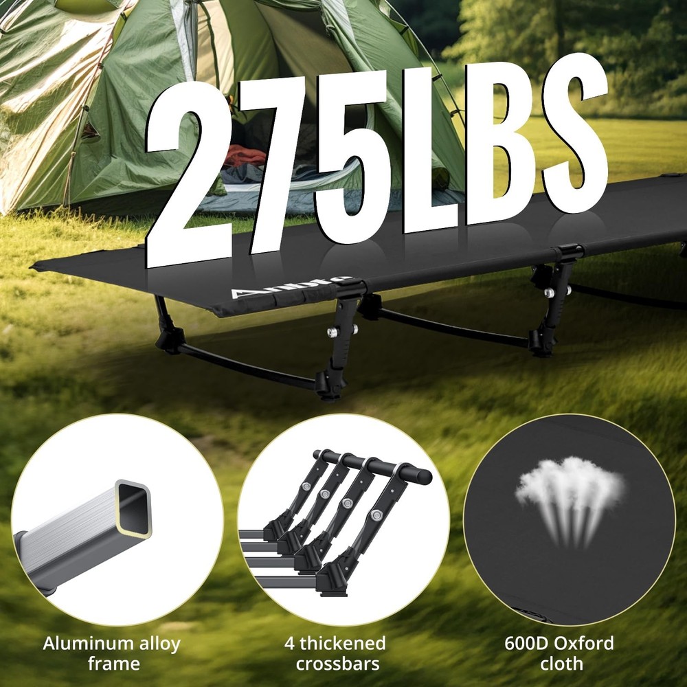 Ultralight Folding Camping Cot, Comfortable Portable Camping Cot Supports 275...
