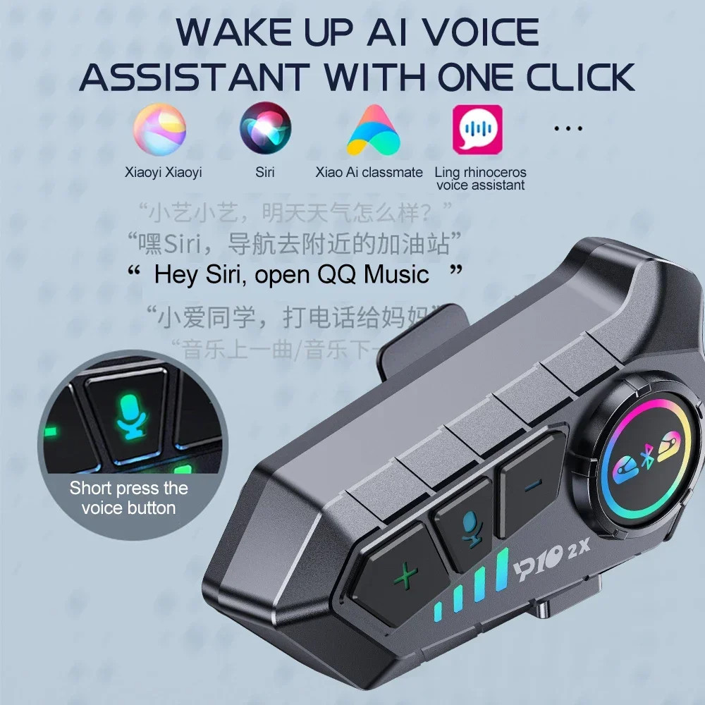 2pcs Motorcycle Intercom Headset Helmet For 2 Riders intercommunicator 300M