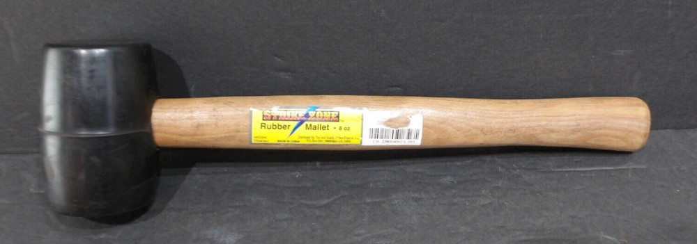 Strike Zone 8 oz Solid Rubber Mallet Solid Wood Handle 12" Long x 2" Dia. Head