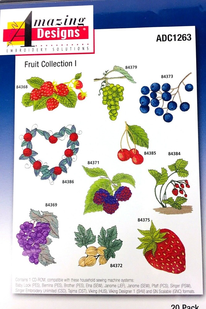 Amazing Designs Embroidery Software Fruit Collection 20 Designs